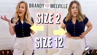 Trying Brandy Melville One Size Fits All Clothes Size 2 vs Size 12 [upl. by Neoma]