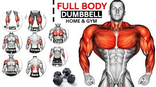 Full Body HOME Dumbbell WORKOUT squats chest triceps biceps  back shoulder wrist Calves [upl. by Grossman915]