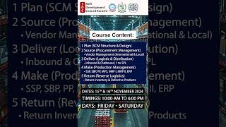 Join our workshop on SupplyChain Management with Six Sigma skilldevelopmentcouncilkarachi shorts [upl. by Mcclimans]