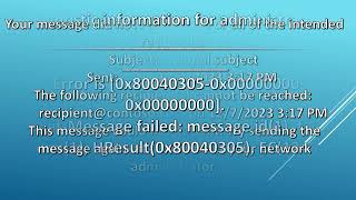 Emails sent using Outlook Desktop results in Non Delivery Report 0x80040305 0x00000000 0x00000000 [upl. by Adilen]