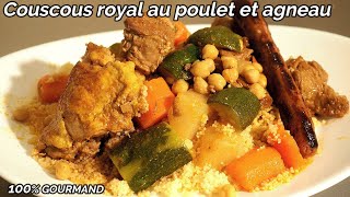 Préparation du Couscous royal recette à lagneau poulet merguez légumes [upl. by Sontag]