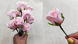 DIY satin ribbon roseshow to make beautifull flower with satin ribbon easily [upl. by Brent]