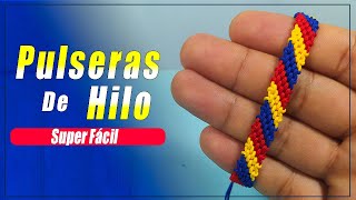 Como hacer una linda Pulsera Tricolor de hilo  Tutoriales de pulseras fáciles [upl. by Sapphira]