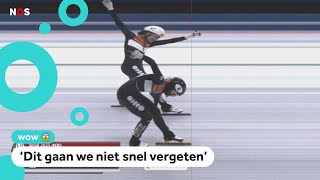 Nederlandse shorttrackers finishen gelijk en winnen allebei goud [upl. by Cand]