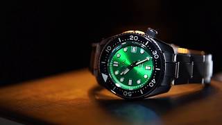 HIMQ SBDX001 NH35 Tuna Diver Automatic Wristwatch Green Dial SS Fully Lumed [upl. by Martreb]