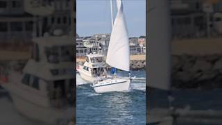 Sailboat Sets Sail As It Heads Through The Choppy Inlet [upl. by Halsey185]