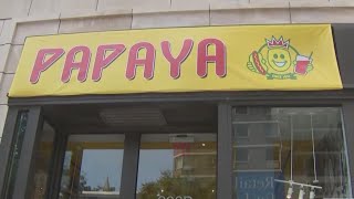 Iconic NYC hot dog spot Papaya King reopens [upl. by Marje637]