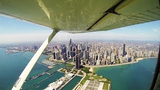 Chicago Skyline From The Air  Cessna 172  ATC Audio [upl. by Gable]