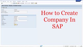 Sap Fico Tutorials  How to define or create company in SAP  Sap FiCO Videos [upl. by Enirehtahc]