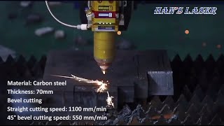 60kW 45° Bevel Laser Cutting of 70mm Carbon Steel [upl. by Vevine]