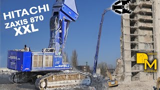 one of largest excavators in Germany HITACHI ZAXIS 870 XXL telescopic high reach demolition 2 [upl. by Suoirad987]