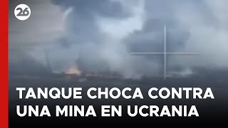 GUERRA RUSIA UCRANIA  Así fue el estallido de un tanque al chocar con una mina [upl. by Weihs]