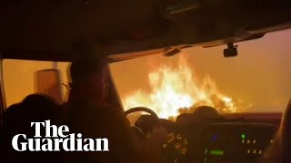 Firefighters drive through Tamarack wildfire as flames engulf them [upl. by Egni]