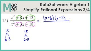 KutaSoftware Algebra 1 Simplifying Rational Expressions Part 3 [upl. by Ardnic]