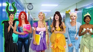 DISNEY PRINCESS DRAMA CLASS Ariel Rapunzel Tiana Belle Anna and Elsa Totally TV [upl. by Nolham498]