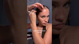 slick back bun tutorial slickback hairstyles hairinspo grwm hairtutorial makeup curlyhair [upl. by Lannie]