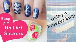 Easy DIY Nail Art StickersUsing a Freezer Bag [upl. by Yelsnik]