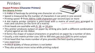 Printers  Impact Printer  Non Impact Printer [upl. by Brownley]