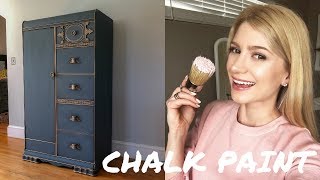 DIY Dresser  Wardrobe makeover using Annie Sloan Chalk Paint  Aubusson Blue  Graphite [upl. by Eelitan416]