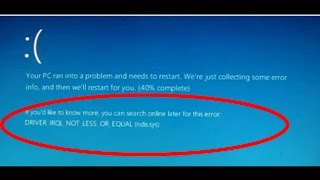 how to fix driverirqlnotlessorequal windows 10driverirqlnotlessorequal windows 10 [upl. by Fugere508]