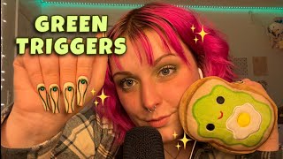 ASMR Green and Gold Colored Triggers for St Paddy’s Day Beeswax Nail Tapping Mouth Sounds ☘️🌈✨ [upl. by Zaremski]