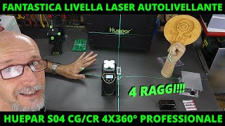 Huepar S04CG Livella Laser Autolivellante 4x360 4D 16 raggi BT Livella professionale raggio verde [upl. by Yclehc]