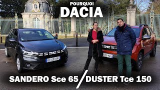 DACIA  Le Test SANDERO La  chère et DUSTER Le  Cher  Comparatif avec Clémence [upl. by Martineau]