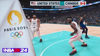 USA vs Canada  Olympics 2024 Basketball  Semifinal  NBA 2K24 [upl. by Llemor]