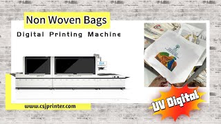 Multi color non woven bags printing machine UV digital direct to bag CMYK full color [upl. by Kiehl448]