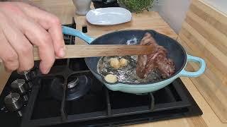 stek z polędwicy z patelni food  Panfried sirloin steak recipe Lendensteak [upl. by Nulubez]