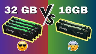 Is 32GB RAM a SCAM Myth Solved after testing 32GB 16GB amp 8GB RAM l RAM Performance Test [upl. by Nwahsaj529]