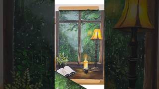 Rainy window Acrylic painting reels rain art relaxing nature [upl. by Brittany871]