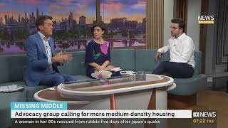 ABC News Breakfast YIMBY Melbourne talks building Australias missing middle – 8012024 [upl. by Ahsemot]