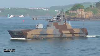 ROYAL NORWEGIAN NAVY HNoMS GLIMT P964 ENTERS DEVONPORT AT MOUNT EDGCUMBE  7th May 2018 [upl. by Aleyam975]