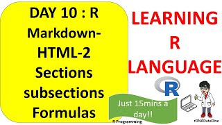 Learning R  Day 10  R markdownHTML 2  how to include Formulas  Sections  subsections [upl. by Cailly]