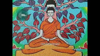 Female Monk in Deep Meditation  Canvas Painting  Indian Art  2024  ArtistPunam Kamat [upl. by Nnawtna]