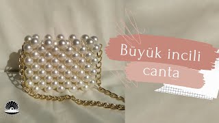 Büyük incili çanta yapımı boncuk çanta yapımı beadedbaghow make to pearl bag beadedbag diy [upl. by Anir293]