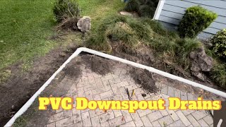 PVC Downspout Drainage Install with Channel Drain in patio [upl. by Yendahc792]