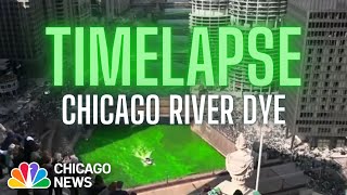 Timelapse FULL video of Chicago River being dyed GREEN for St Patricks Day ☘️ [upl. by Libna386]