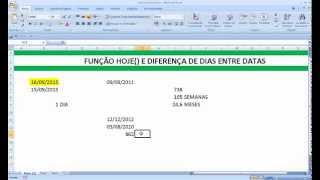 Função HOJE Diferença entre datas Contar quantidade tempo em dias semanas meses anos Excel [upl. by Aliab]