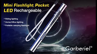 Garberiel EDC USB Rechargeable Mini Flashlight Pocket [upl. by Kwang]