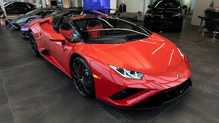 DELIVERING A 2022 Lamborghini Huracán EVO RWD Spyder in ROSSO MARS  STARTUP  REVS [upl. by Etnud286]