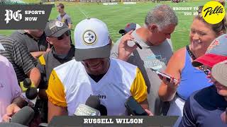 Steelers training camp Russell Wilson talks injury mentoring Justin Fields amp other teammates [upl. by Llekcor743]