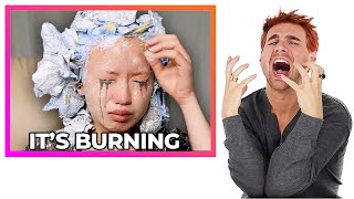 Hairdresser Reacts To Chemical Burn Bleach Fails [upl. by Ailel]