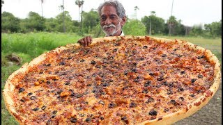 Cheese Pizza Recipe  Giant Paneer Cheese Pizza  Veg Pizza without Oven by Grandpa [upl. by Jereme289]