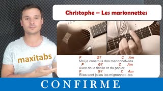 Tuto guitare facile Christophe  Les marionnettes Accords et Paroles [upl. by Laram943]