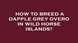 How to breed a dapple grey overo in wild horse islands [upl. by Erbua]