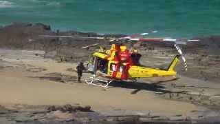 Westpac Rescue Helicopter From Newcastle In Action At Merewether Beach 2 [upl. by Anaoy]