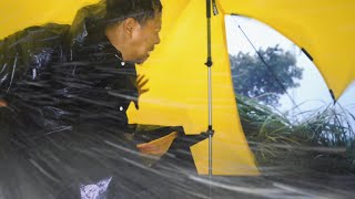 ⛈️ HIT BY STORM heavy rain camping with strong wind amp thunderstorm SOLO CAMPING 🏕️ [upl. by Egoreg]