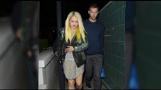 Rita Ora Shows Off Yellow Hair on Dinner Date With Calvin Harris [upl. by Eeclehc]